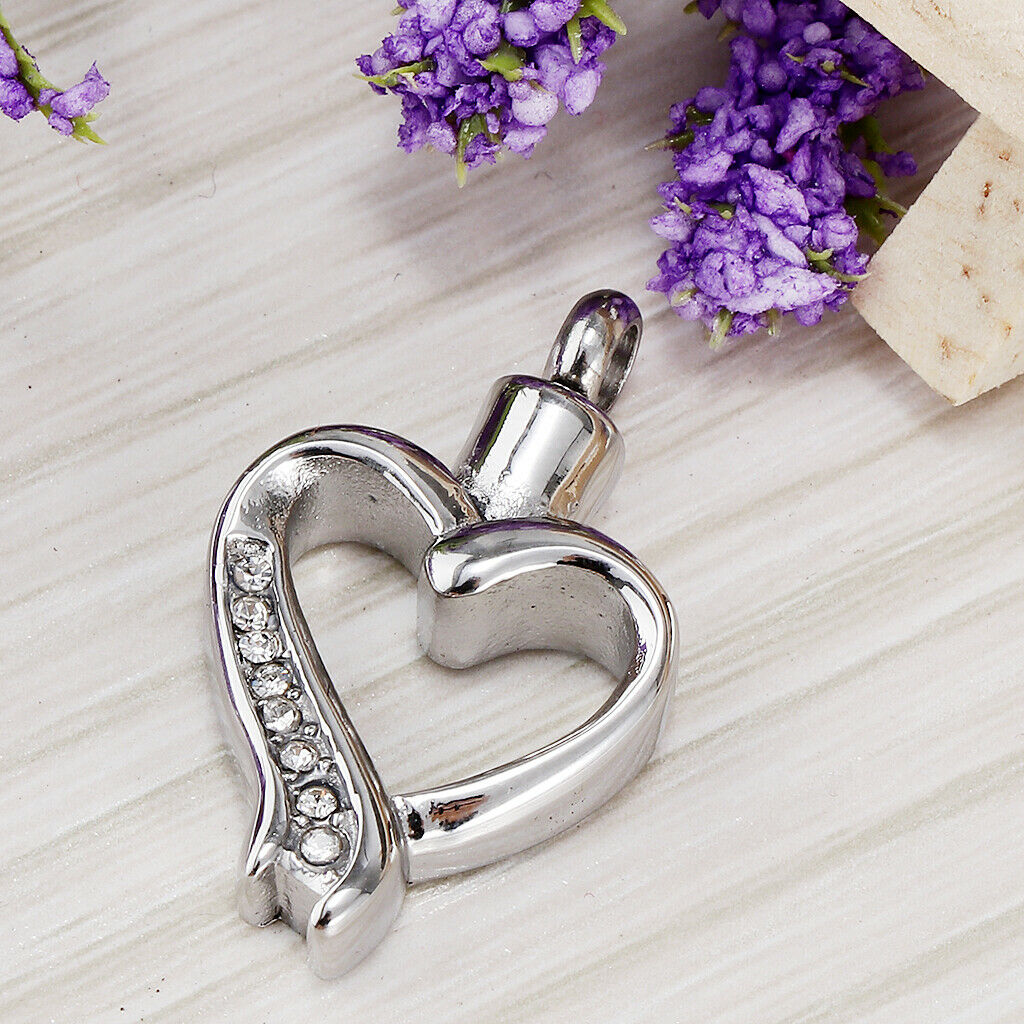Stainless Steel Heart Frame Cremation Pendant Ash Funeral Memorial Jewellery