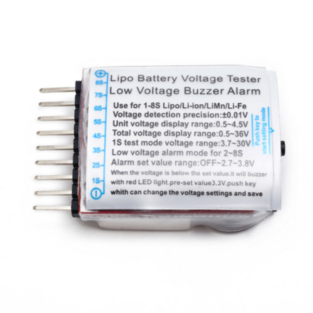 1S-8S Battery Voltage Meter Tester Low Voltage Buzzer Alarm Lipo