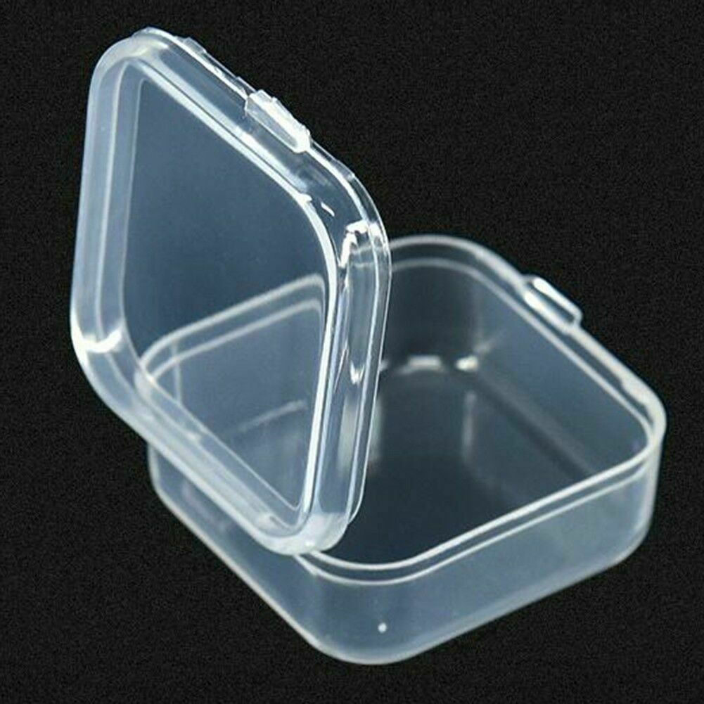 Mini Clear Plastic Small Box Hook Jewelry Earplugs Storage Container Case 10Pcs