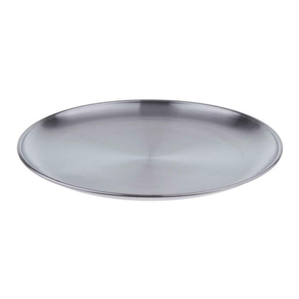 Stainless Steel Plate, Round, 12 inches(Dia) - Portable Dinnerware Plates for