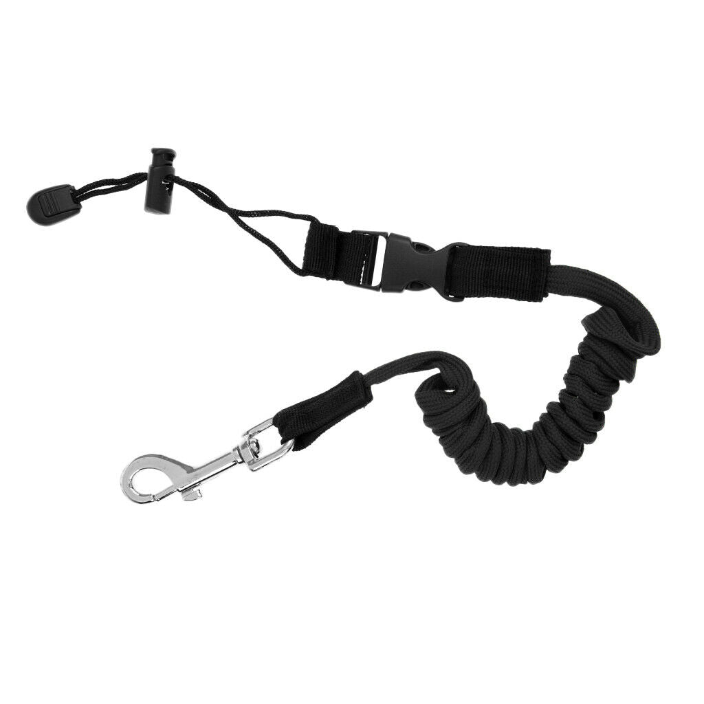 4X Safety Kayak Paddle Leash Fishing Rod Pole Coiled Lanyard Cord Black