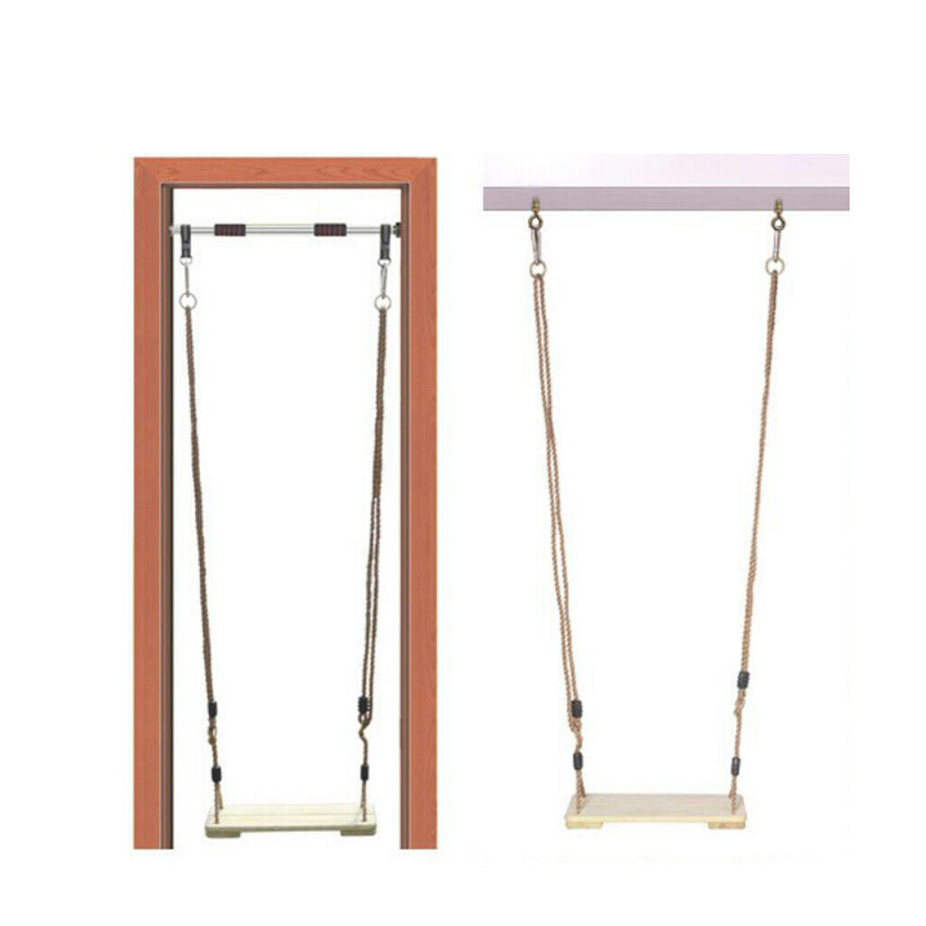Durable Flat Chair Wooden Swing Set Accessories with Adjustable Rope Kids