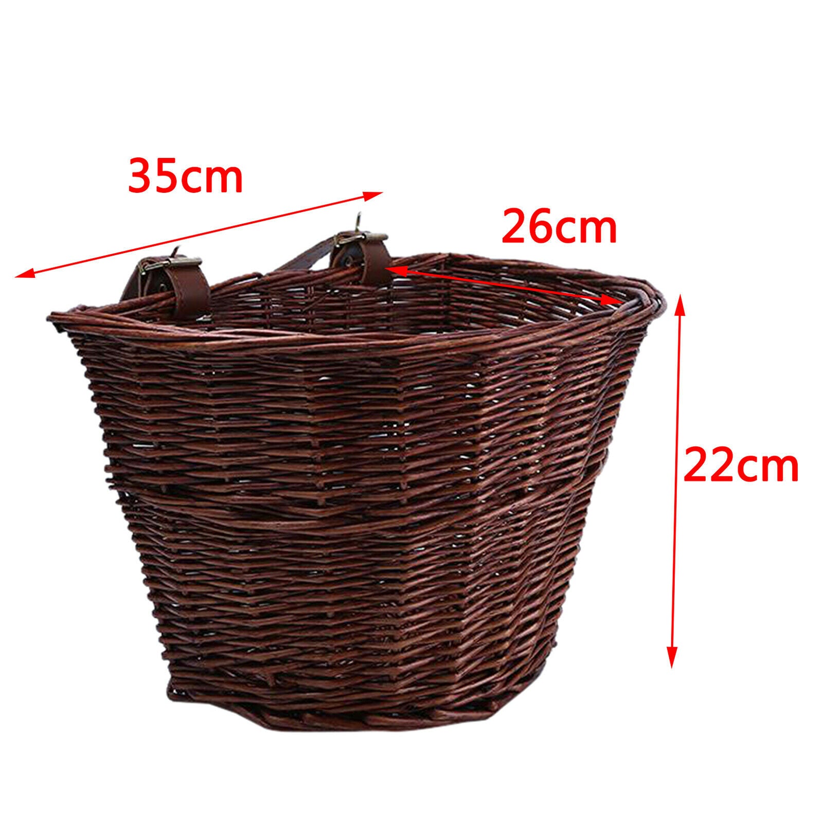 Bike Front D-Shaped Handlebar Basket Wicker Woven Tool Storage Handle Coffee