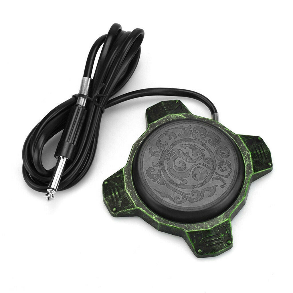 Stainless steel Tattoo Foot Pedal Switch with Cords For Tattoo Power Green
