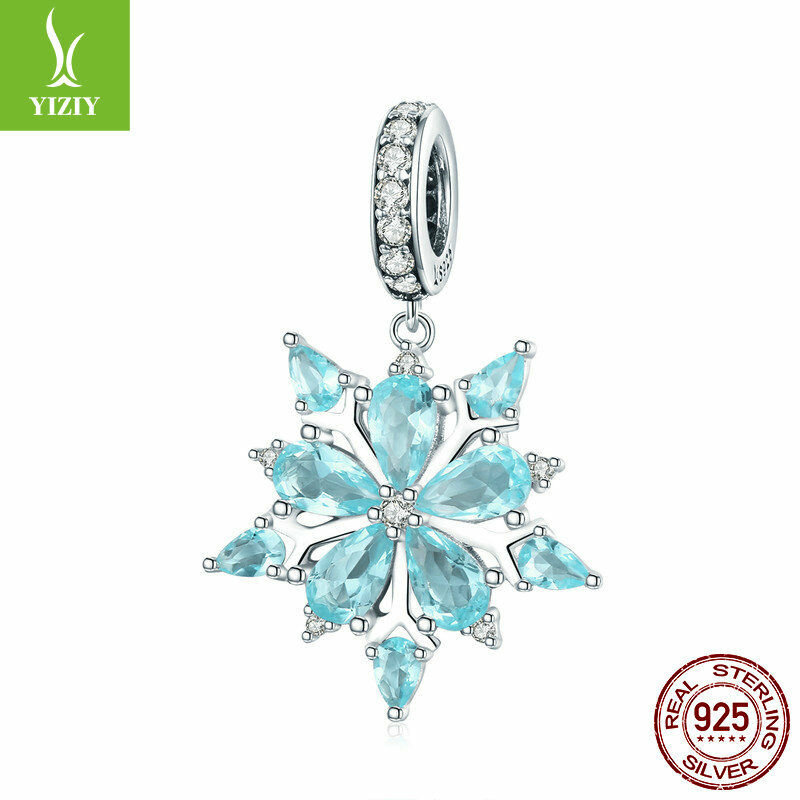 Winter New Snowflake 925 Sterling Silve Charm Pendant Bead Fit Chain Bracelet