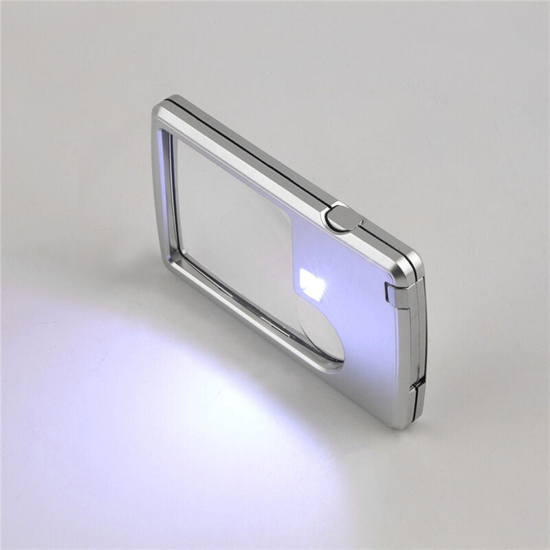 3x 6x LED Light Jewelry Magnifier Loupe Credit Card Shaped Lens Magnifying BDAU