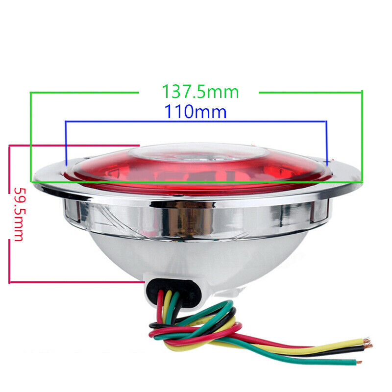 2x 4.3'' Round 19LED Truck Trailer Lorry Brake Stop Turn Tail Light Chrome Ring