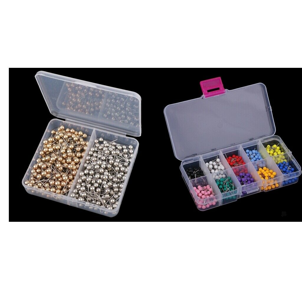 900 Pieces Shiny Colorful Map Tacks Push Pins Plastic Head with Steel Point for