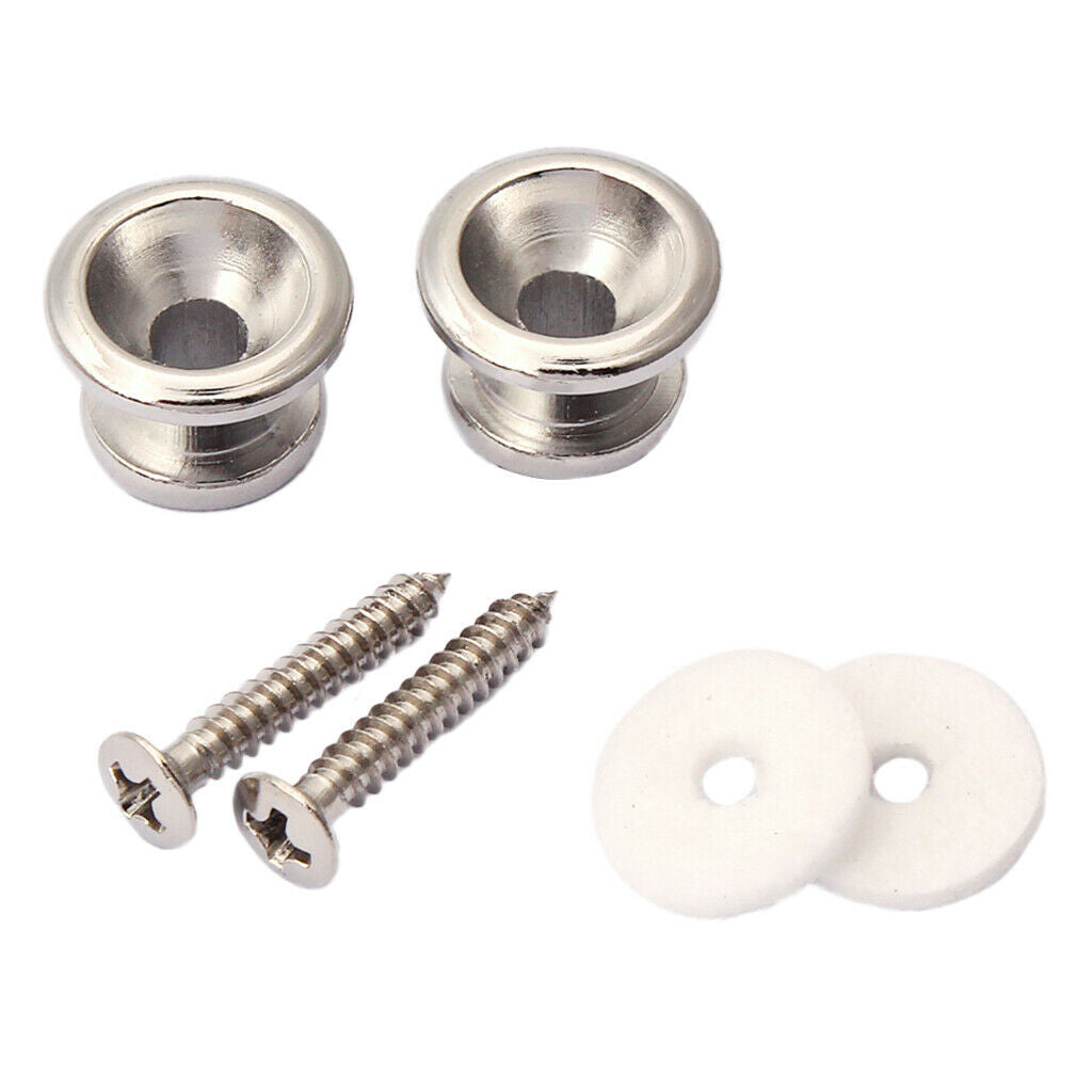 2 Pieces Mushrooms Head Guitars Strap Lock Buttons Locking Belt Chrome