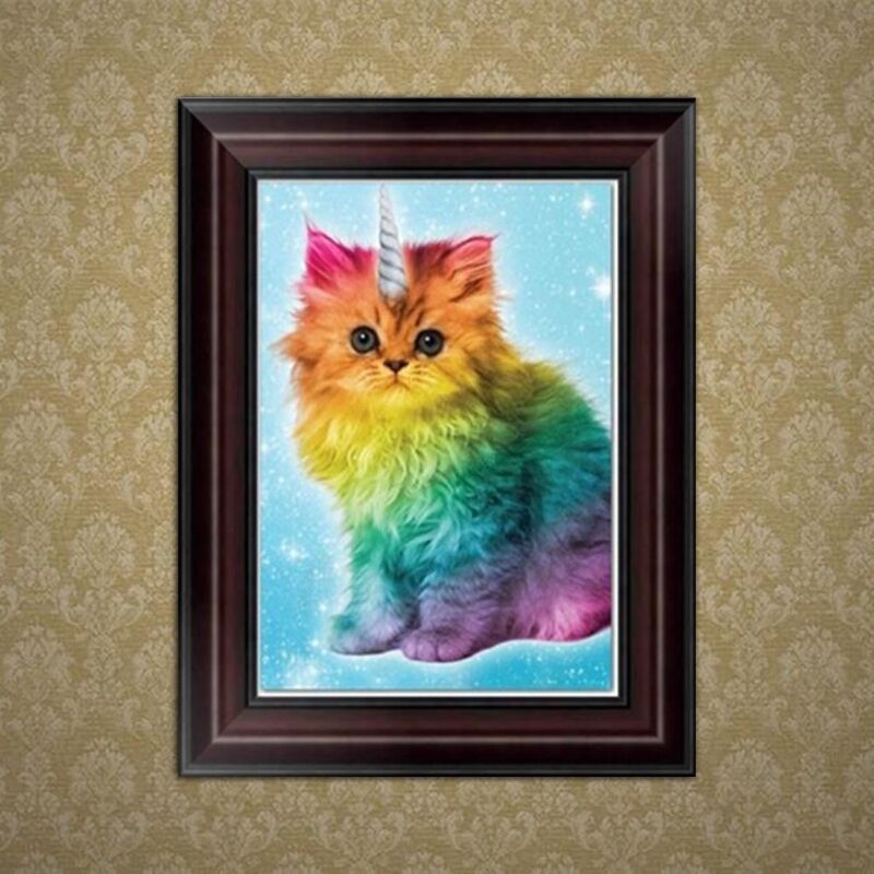 DIY 5D Diamond Embroidery Painting Cute Cat Cross Stitch Craft Home Wall Decor