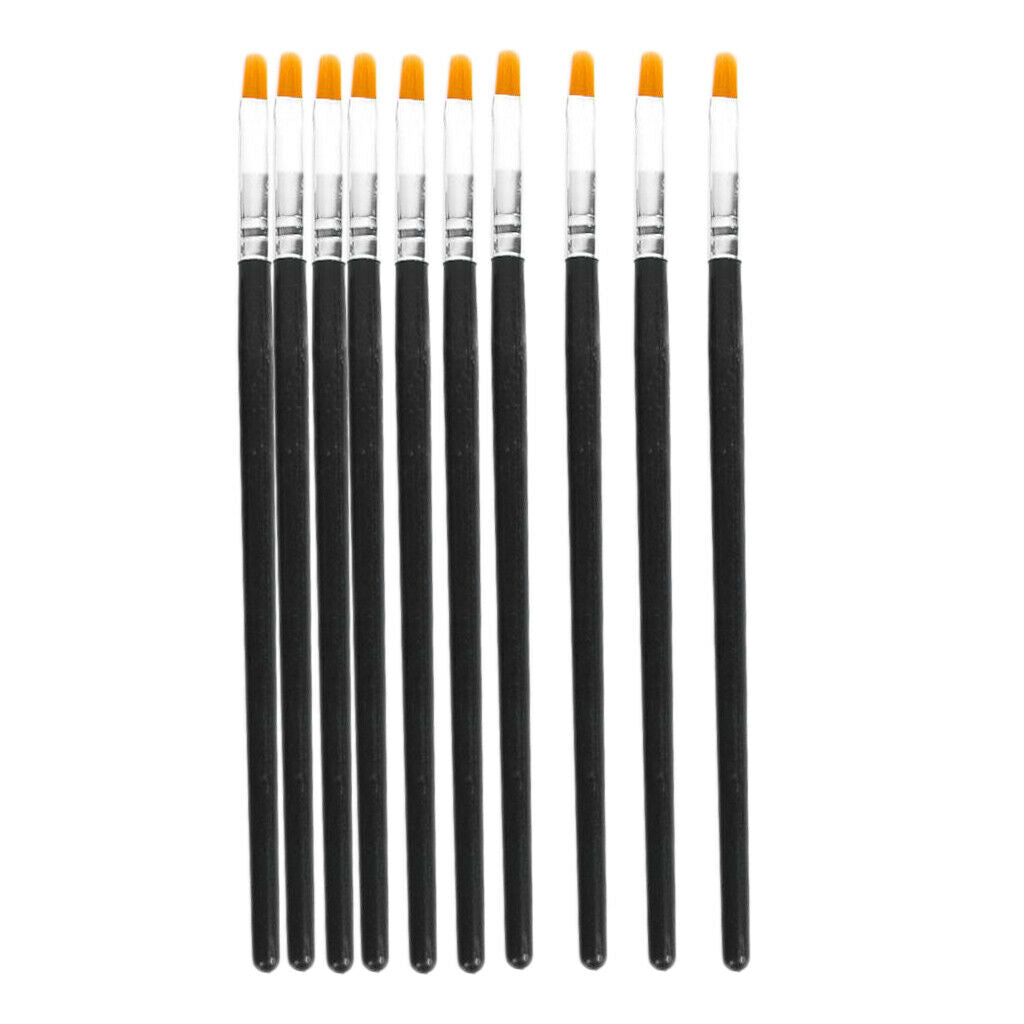 10X Wooden Handle Paint Brush Artist Brush Set Pointed Brush Flat Brush  Brush