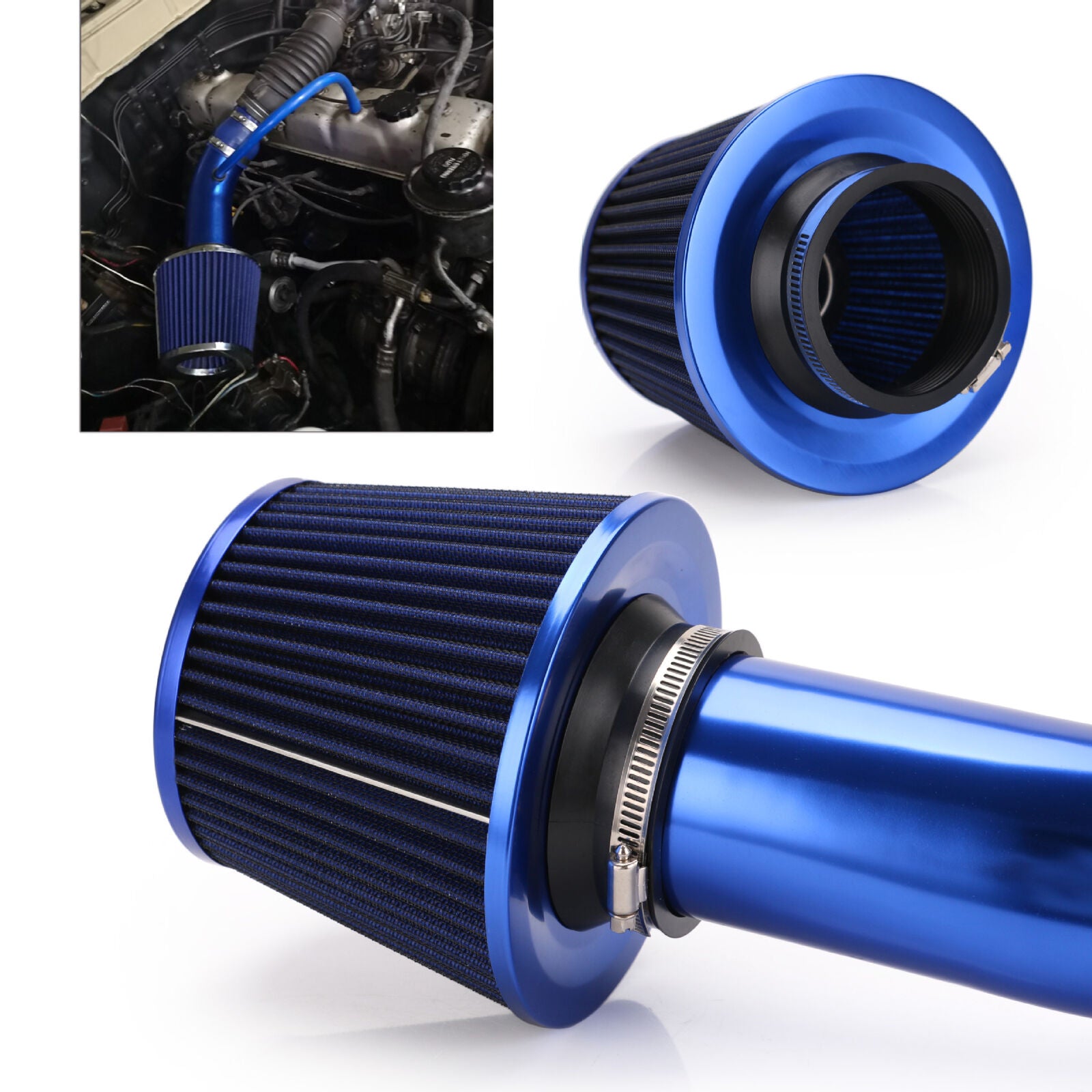 Full Set 3" 76mm Car Cold Air Intake System Turbo Induction Pipe Tube Kit