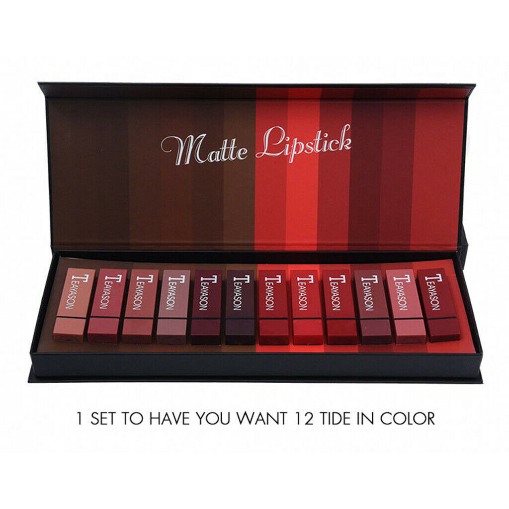 Lots 12 Women Velvet Makeup Smooth Lipsticks Waterproof Lip Stick Balm Kit