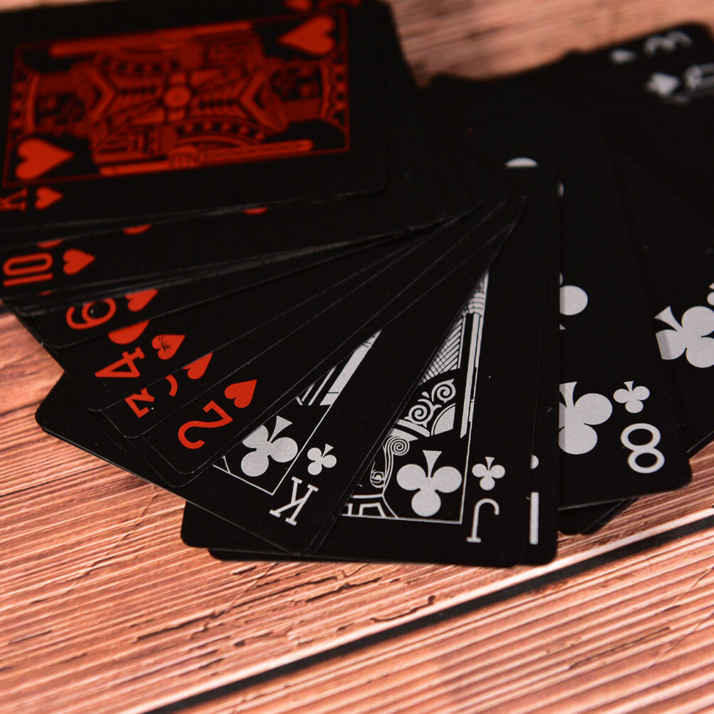 Waterproof Black Plastic Playing Cards Collection Poker Cards Board Games Pip US