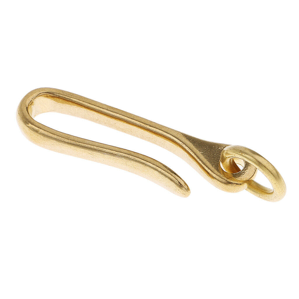 2pcs Solid Brass Fish U Hook Loop Durable Keychain Key Ring Belt Wallet Clip