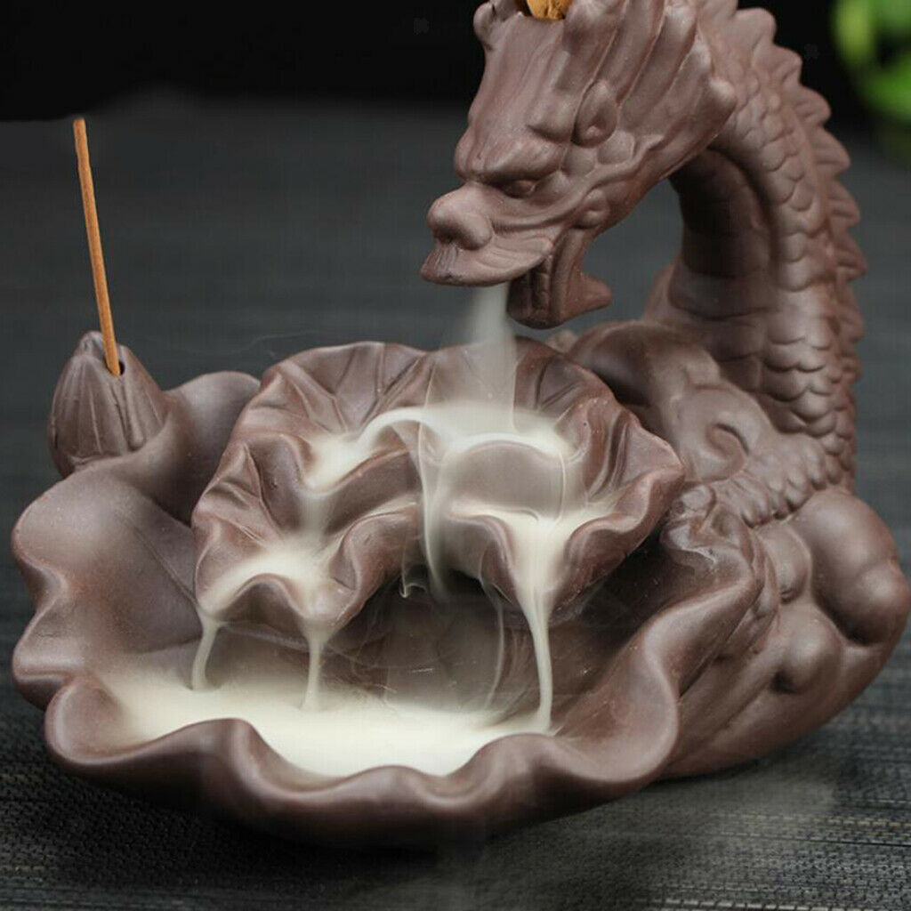 Dragon Pond Smoke Backflow Tower Cone Incense Burner Cone Holder Ceramic #2