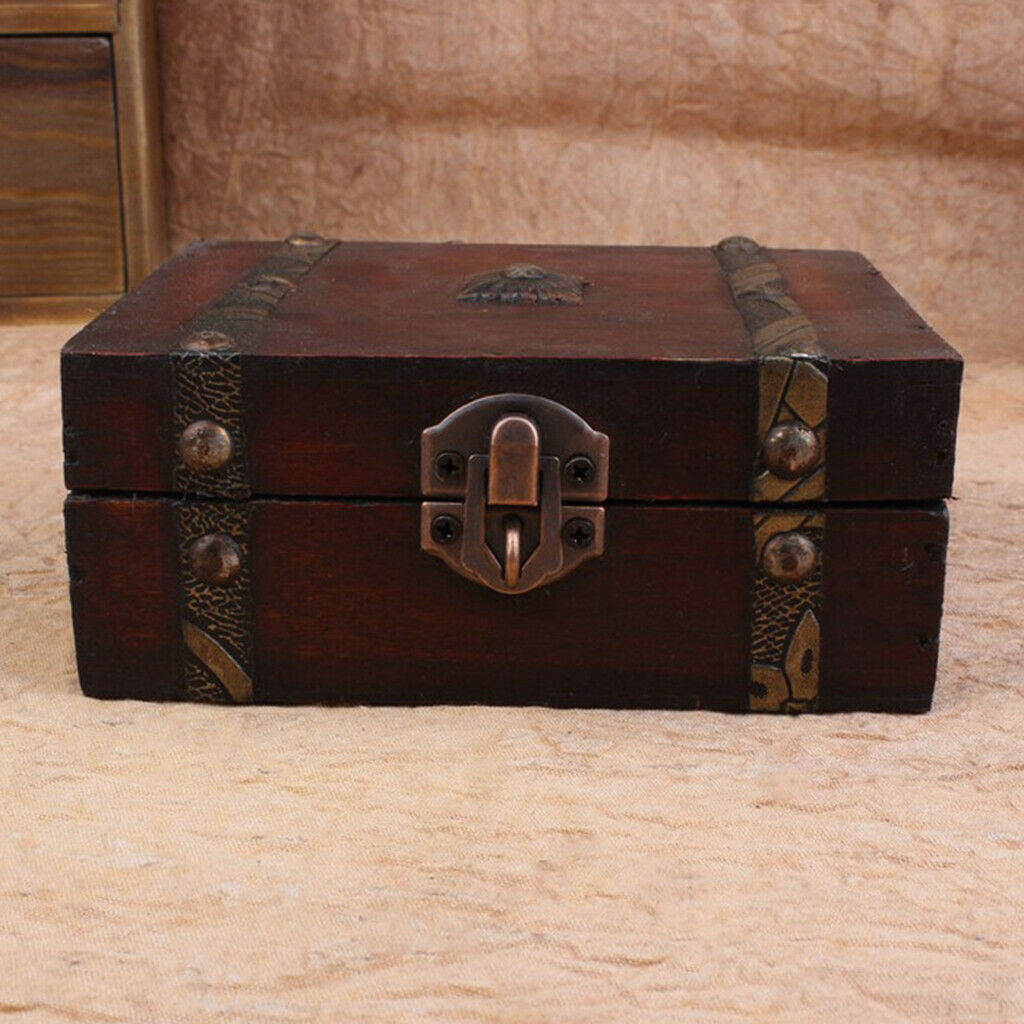 Wood Jewelry Box w/ Lock Bracelet Storage Box Organizer Holder Display Case