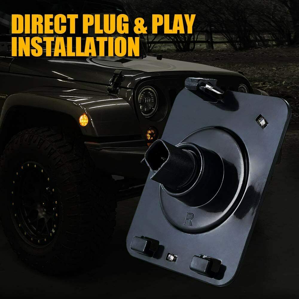 For 07-18 Jeep Wrangler JK Sport Front Fender LED Side Marker Lights Clear Lens