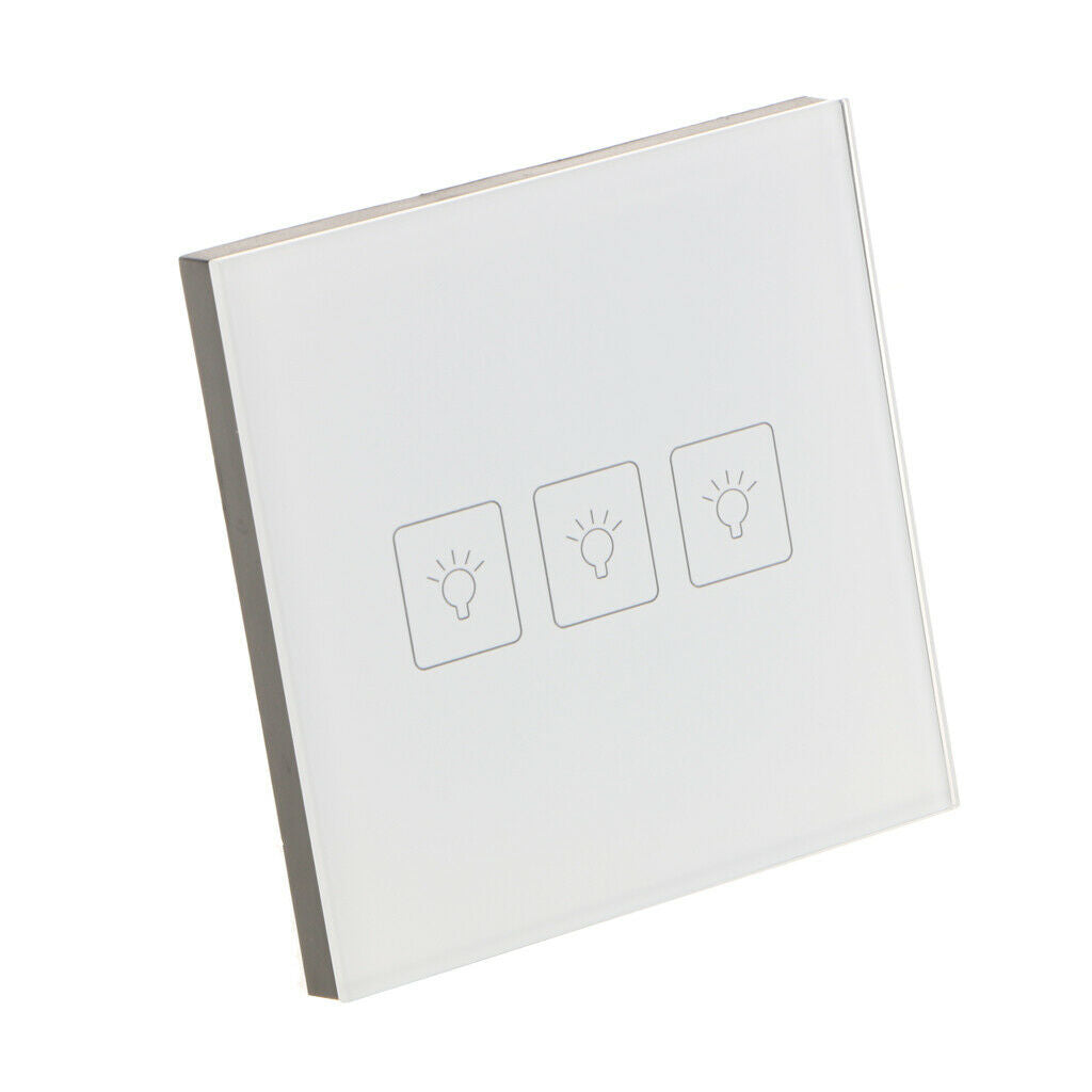 Smart ON/OFF LED Light Crystal Glass Panel EU UK Touch Screen Switch White