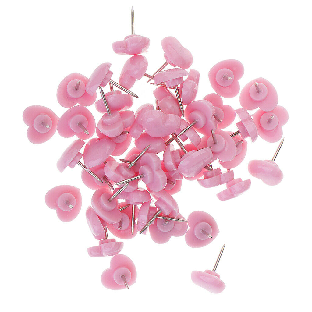 100pcs Heart Head Drawing Pins Thumb Tacks Push Pins for School Office 12mm