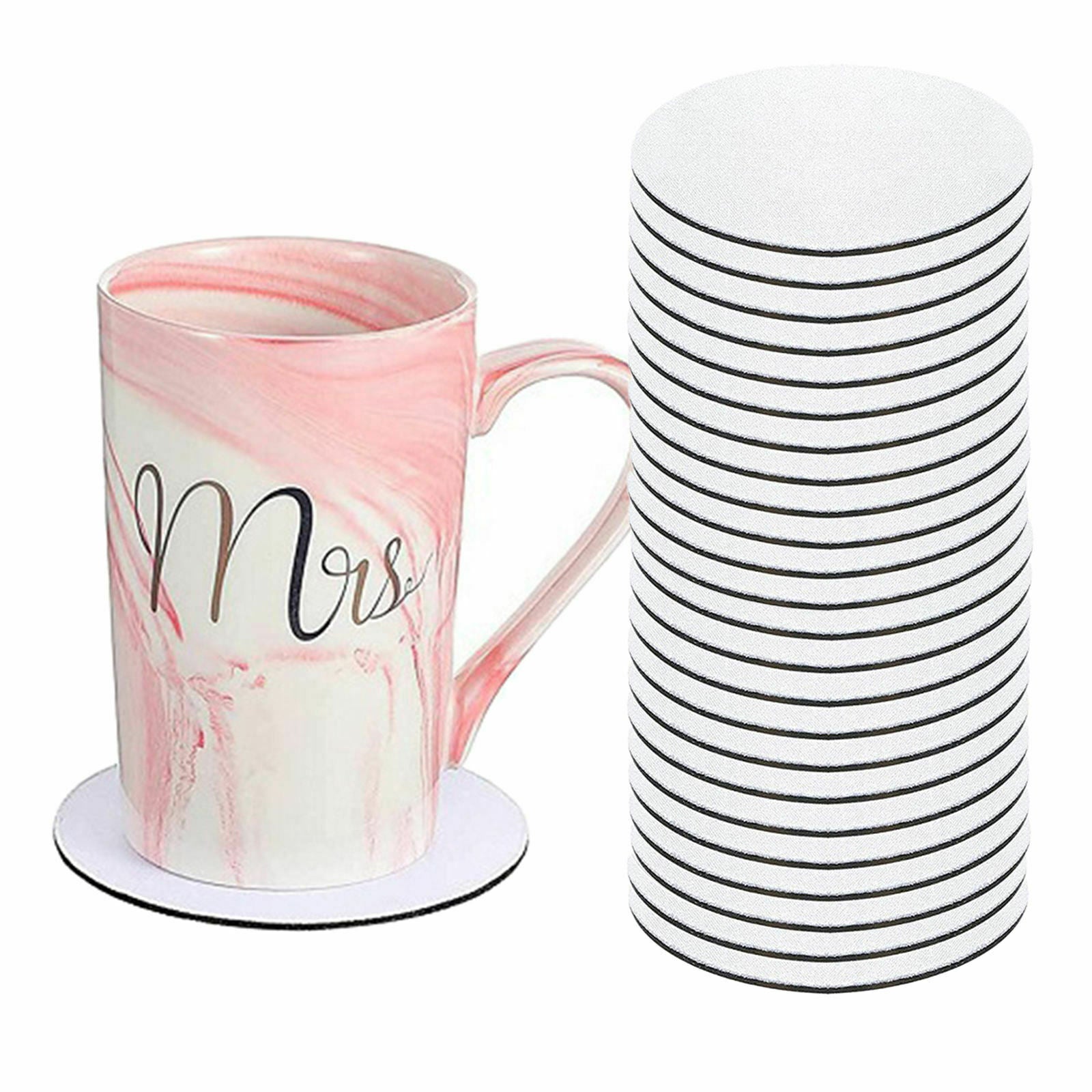 24 Pcs Portable Car Coaster White Round Home Coffee Cup Coaster for Family