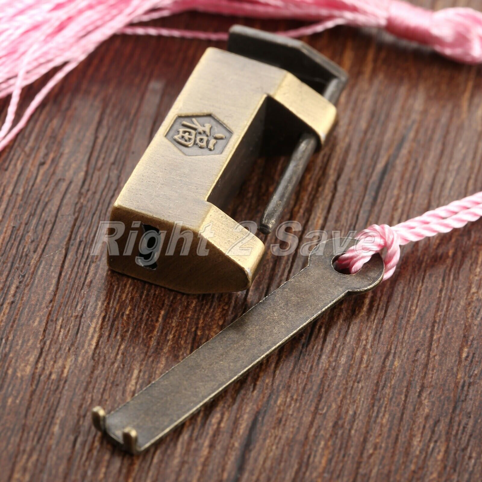 Zinc Alloy Lock Retro Wood Gift Case Jewelry Box Suitcase Padlock Hardware & Key