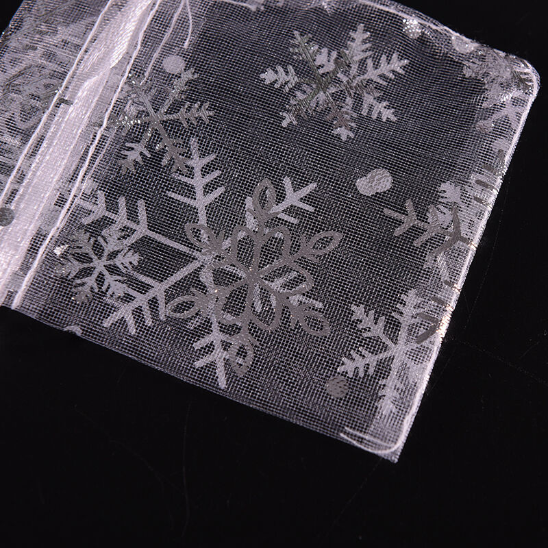 New100X Snowflake White Jewelry Candy Organza Pouch Wedding Favor Bag 7x9 cmOZBD