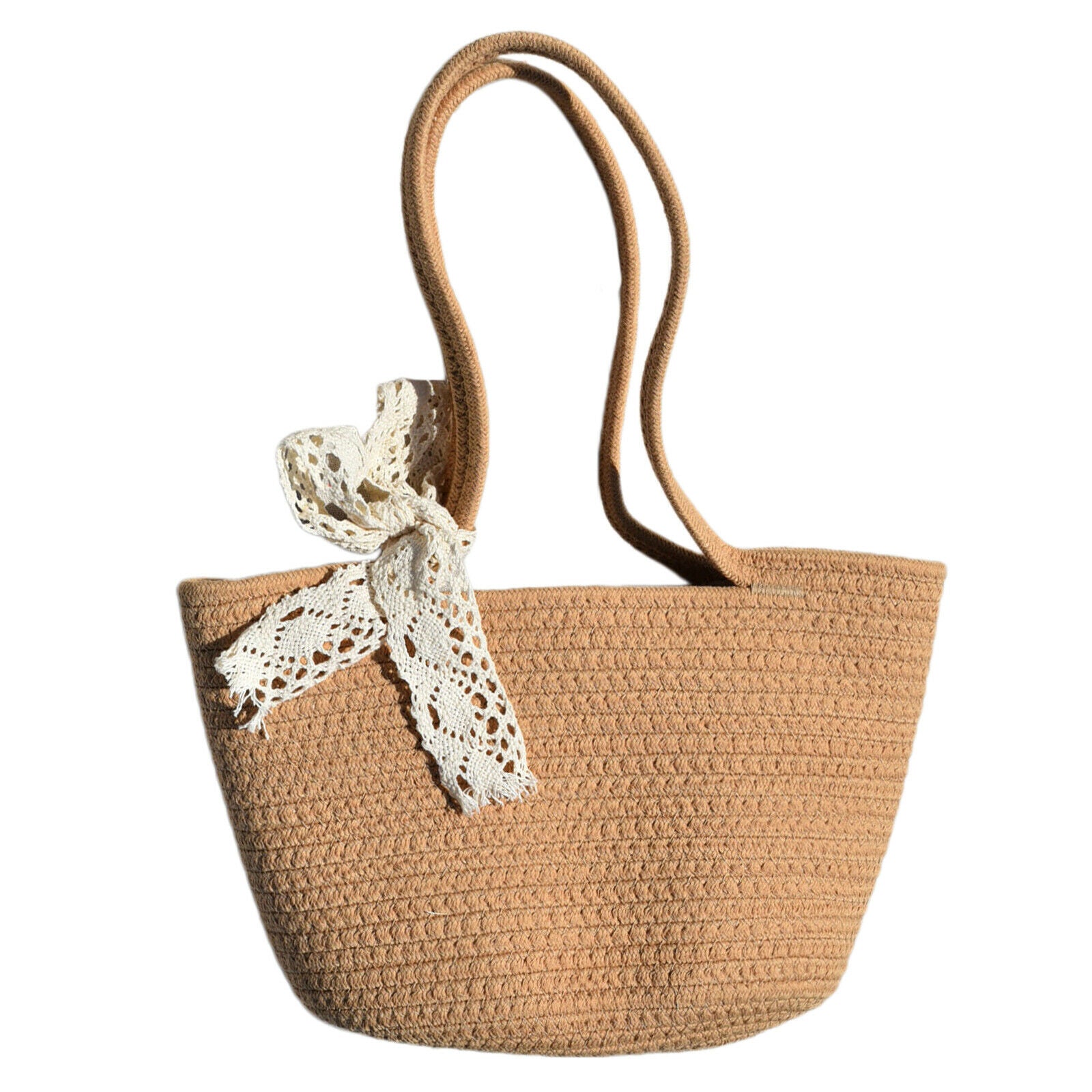 Cotton Woven Womens Handbag Beach Bag Large Capacity Tote Big Hobo Purse