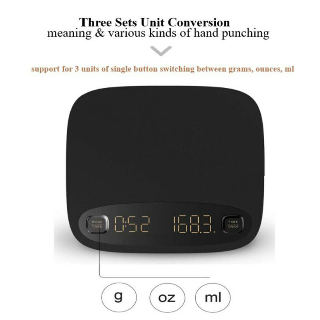 Smart Digital Coffee Scale w/Timer 2Kg/0.1g Electronic Kitchen Food Scales