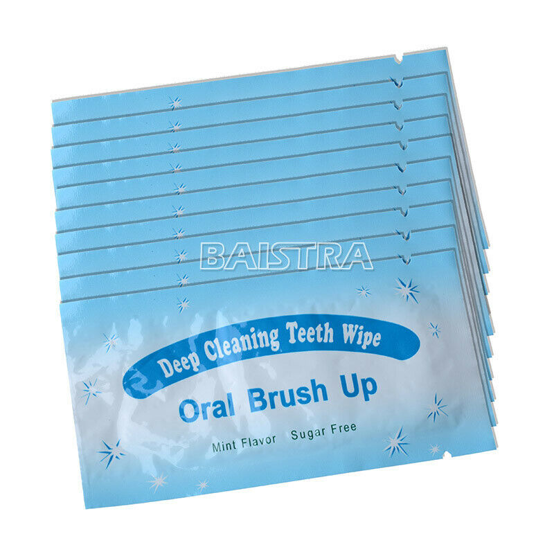 10 x Oral Brush Up Dental Cleaning Fresh Finger Wipes Teeth Cleaning Whitening