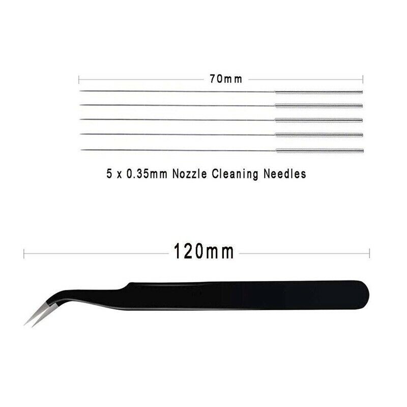 23Pcs Nozzle Cleaning Kit 0.4Mm Mk8 Nozzle 0.35Mm Cleaning Needle Tweezers WreE8