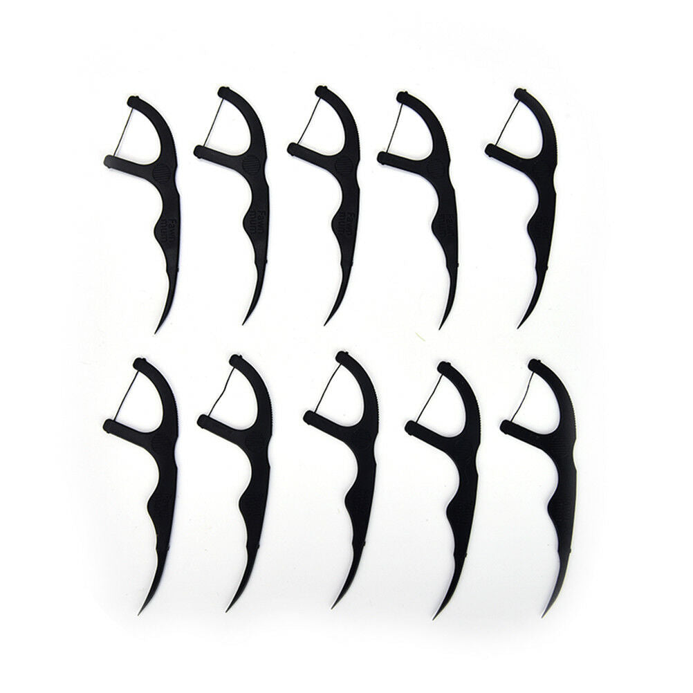 50X Bamboo charcoal Sticks Tooth Clean Picks Dental Floss Flosser Toothpi.l8