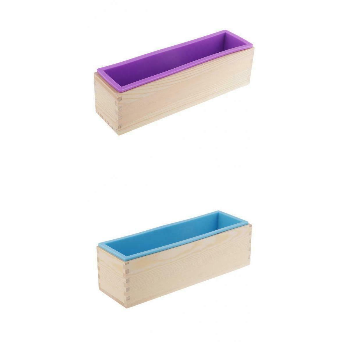 2Pcs Soap Silicone Loaf Mould Wood Box Bread Pastry Baking DIY Soap Making Tools