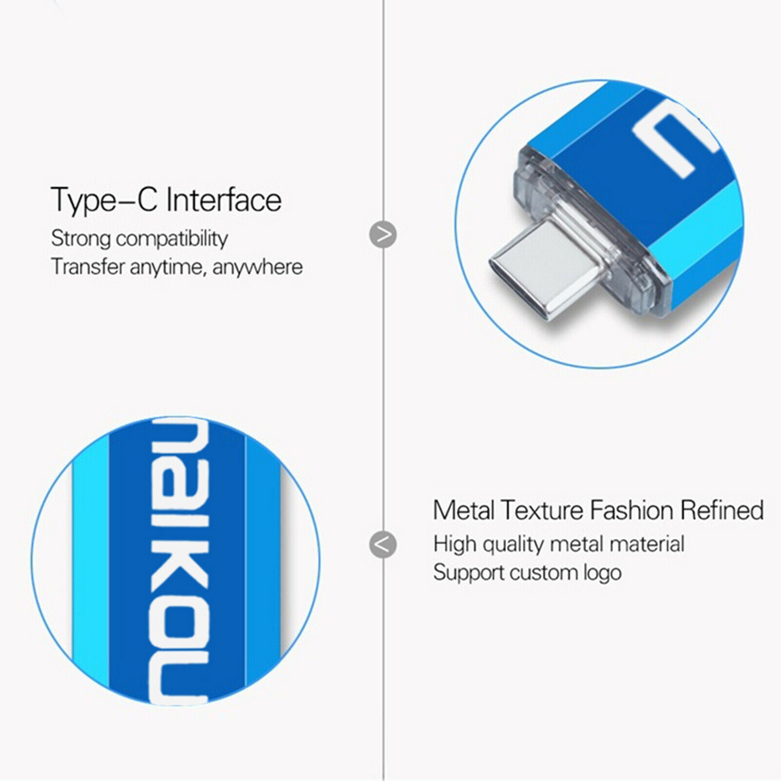 3-in-1 64G USB 3.0 Flash Drive Type-C Micro USB Memory Stick for Phone PC