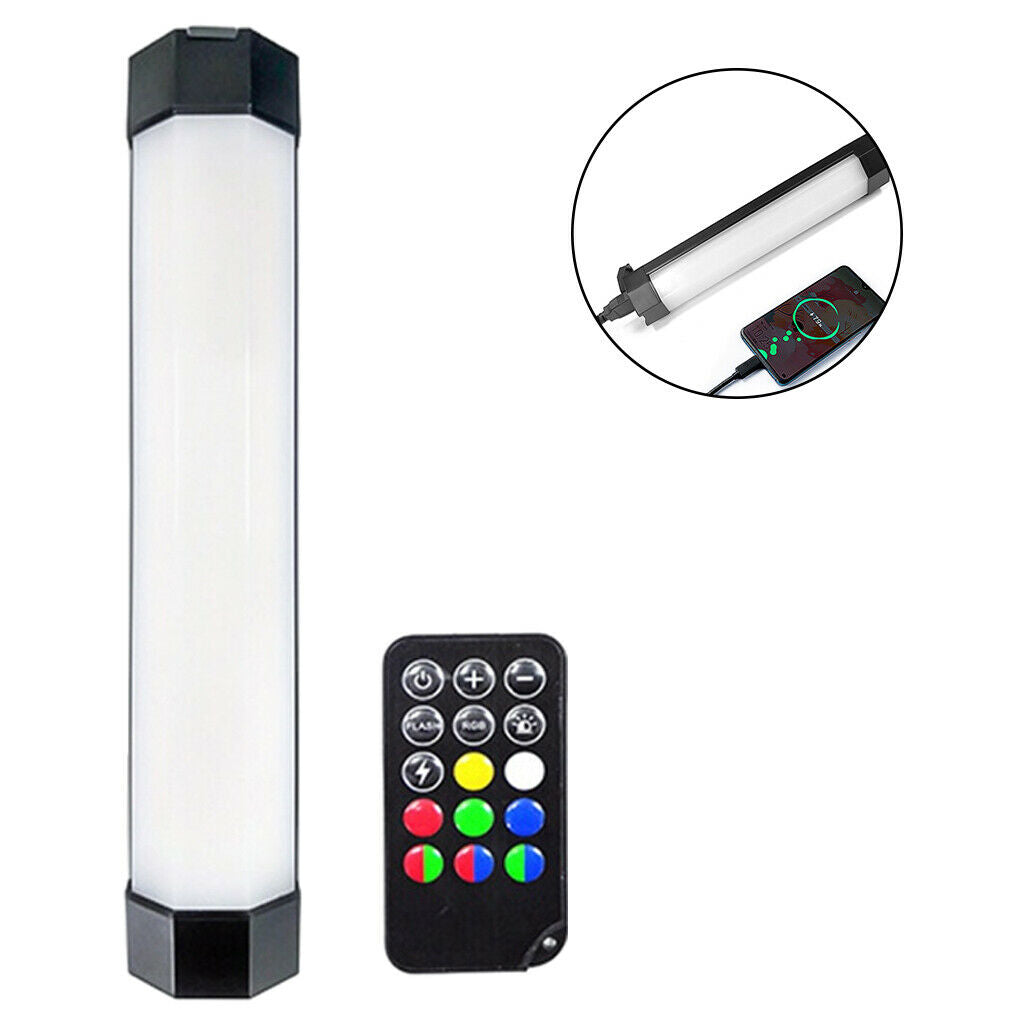 RGB LED Handheld Video Light Wand Bar Photography Rechargeable Remote Tube