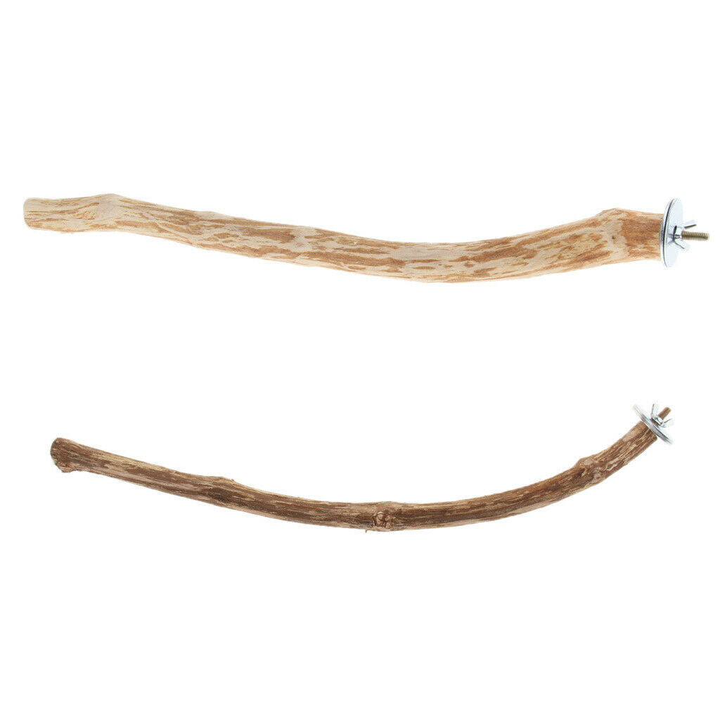2x Bird Wood Perch Stand Parrots Grinding Nail Toys for Small to Large Birds