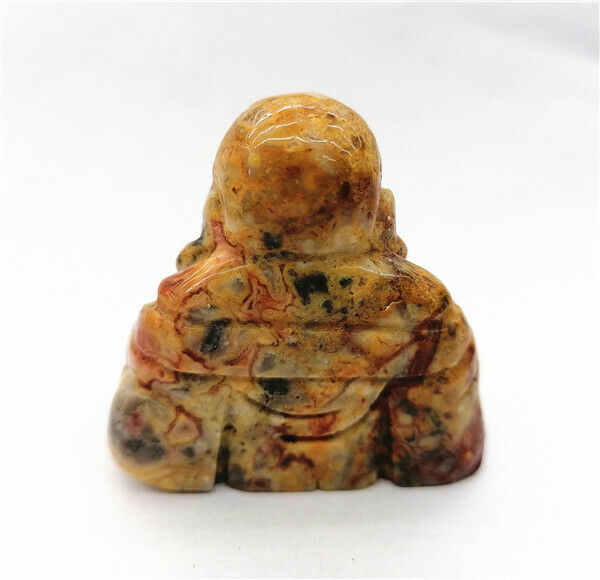 50x47x30mm Crazy Lace Agate Carved Buddha Decoration Statue Stone Decor HH7551
