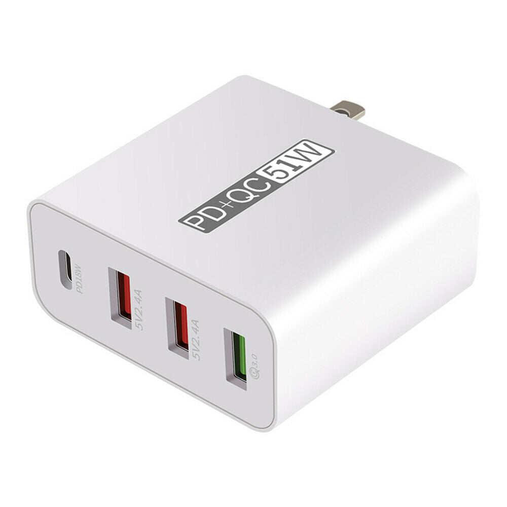51W USB Type-C USB-C QC3.0 PD Mobile Phone Fast Charging Wall Charger Adapter