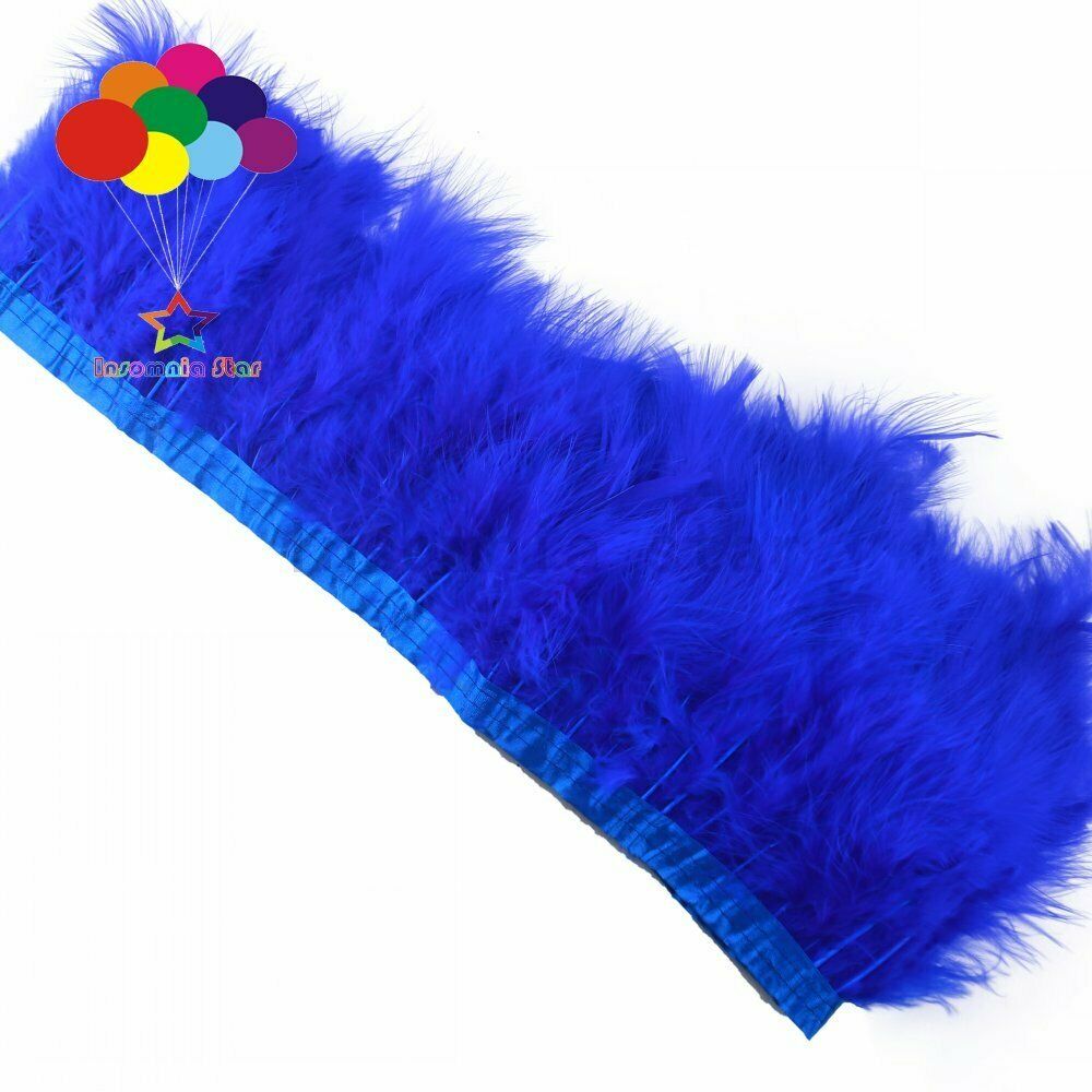 2 Meter Size 6-7 INCH Sapphire Marabou Feathers Trim Fringe Clothing Sewing