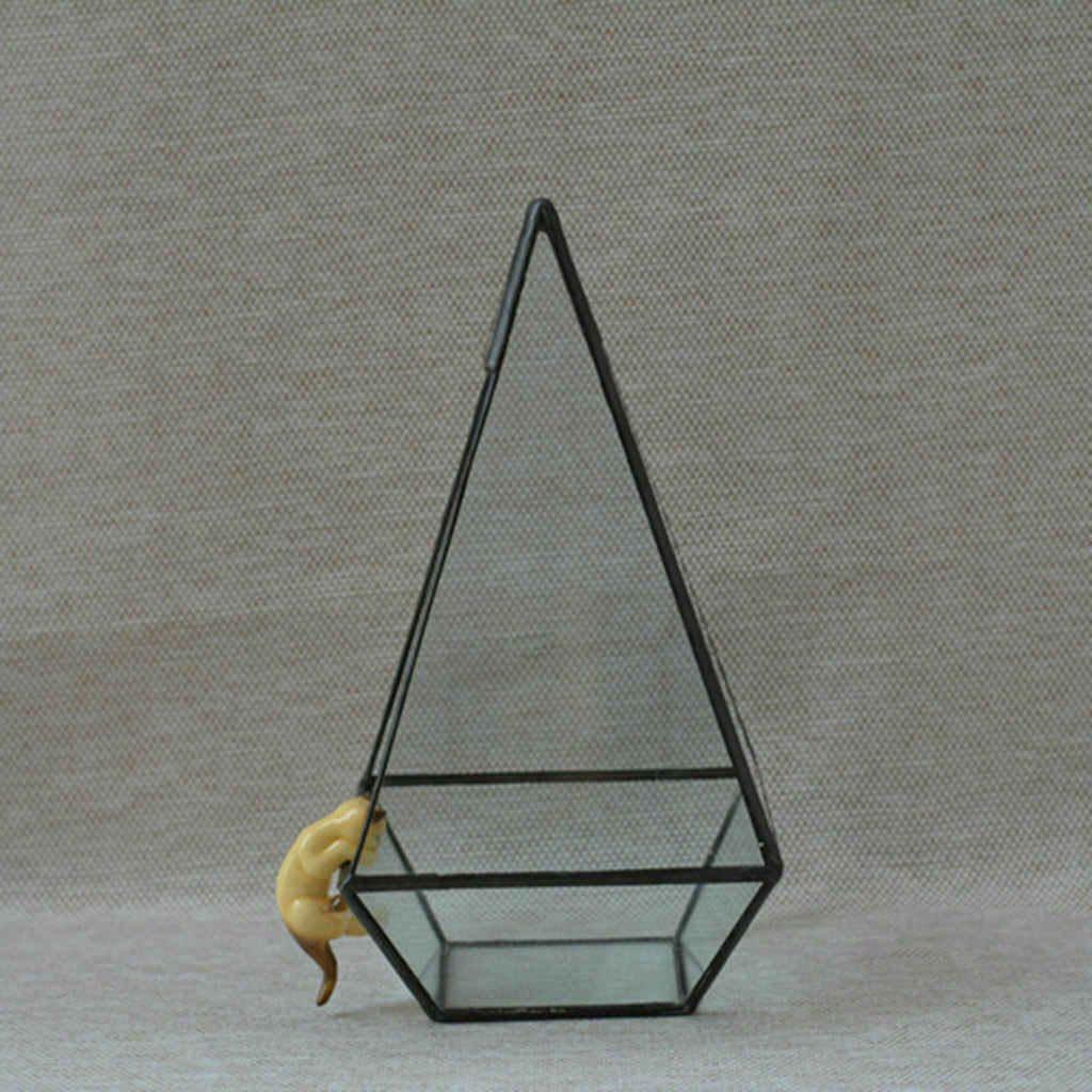 Clear Glass Metal Geometric Terrarium Box Pyramid Succulent Planter Box Pot