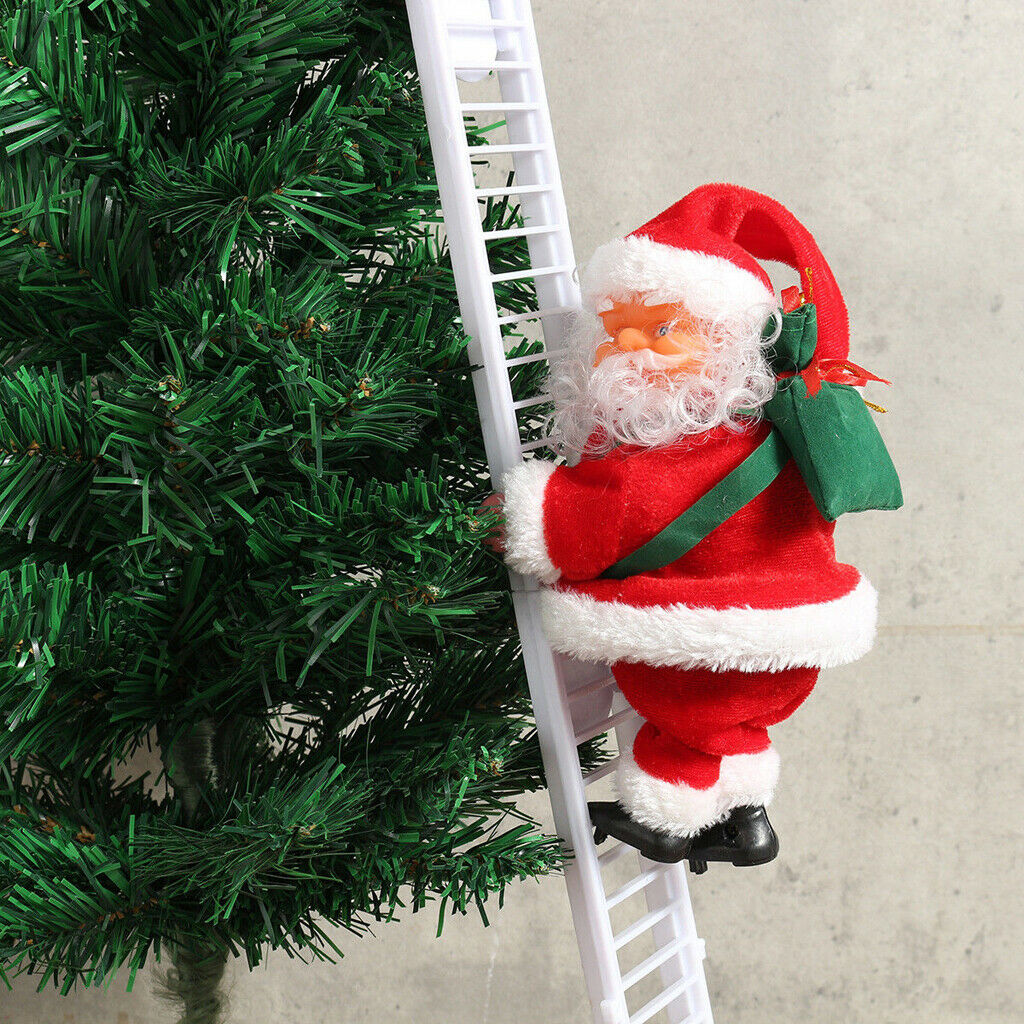 Santa Claus Climbing Ladder Christmas Tree Indoor Outdoor Ornament Decor