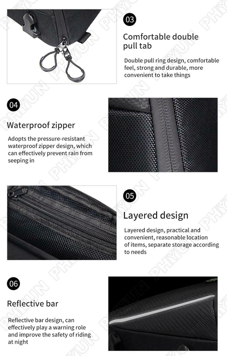 Carbon Fiber Look Motorcycle Tail Bag Back Seat Bag Touring Shoulder Bag Black