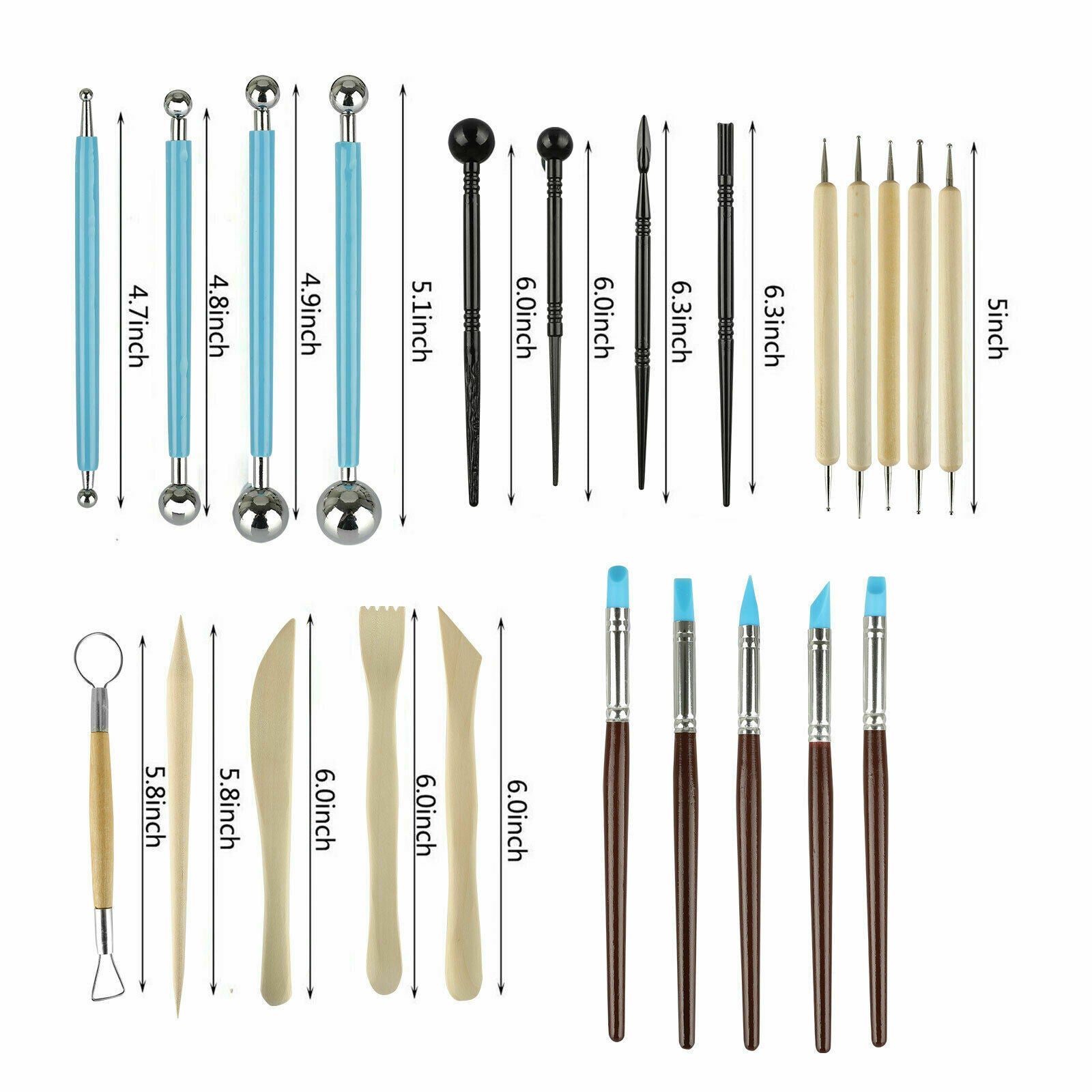 25Pcs Ceramic Tools Kit Set Clay Sculpting Carving Modeling Combination Tool Set