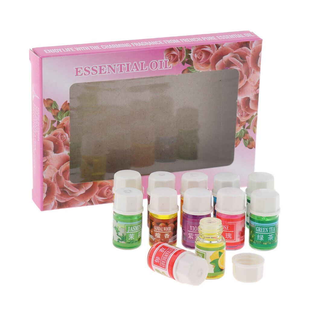 12x 3ML Pure Essential Oil Bottles Rose Lavender Lemon Ocean Jasmine Violet