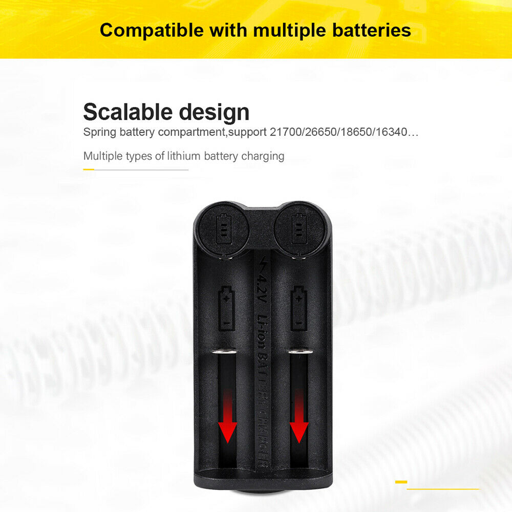 Li-ion Lithium Smart Battery Charger 2 Slot USB 2.0 for 26650 18350 32650 21700