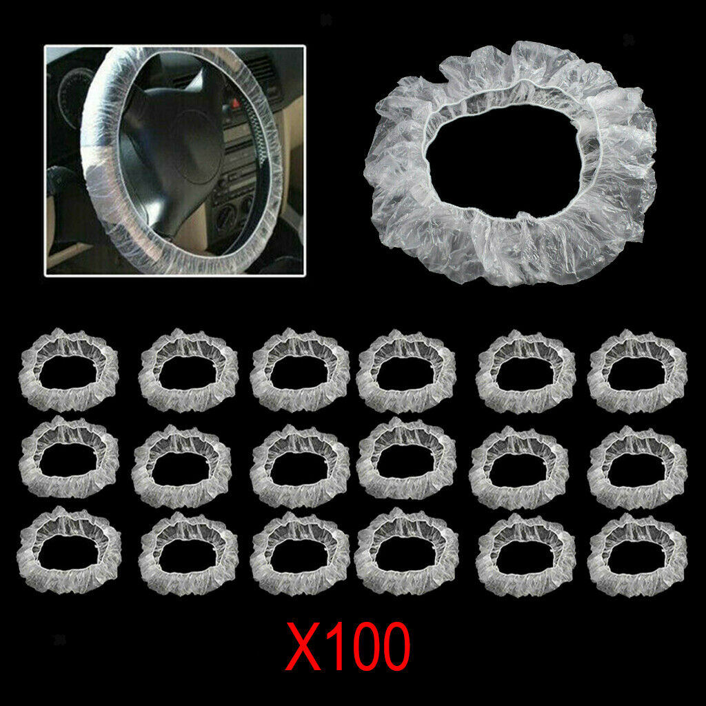 200Pcs Disposable Steering Wheel Covers Elastic Anti-dust Clear Cover for