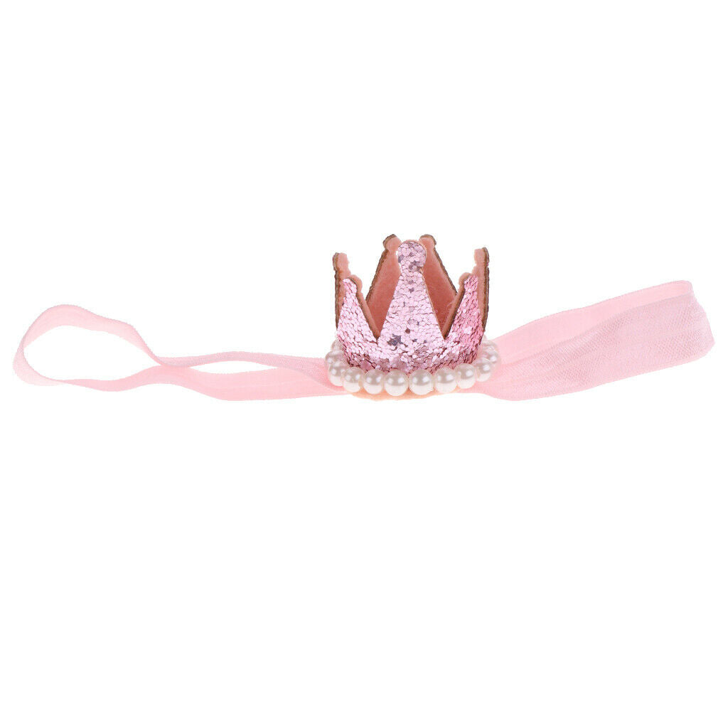 Baby Girl Beaded  Headband Tiaras For Birthday Party Decor - Light Pink, as
