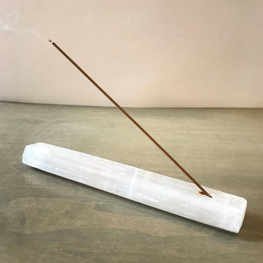 7.5" Selenite Incense Holder With Palo Santo Incense Sticks Cleanse Recharge