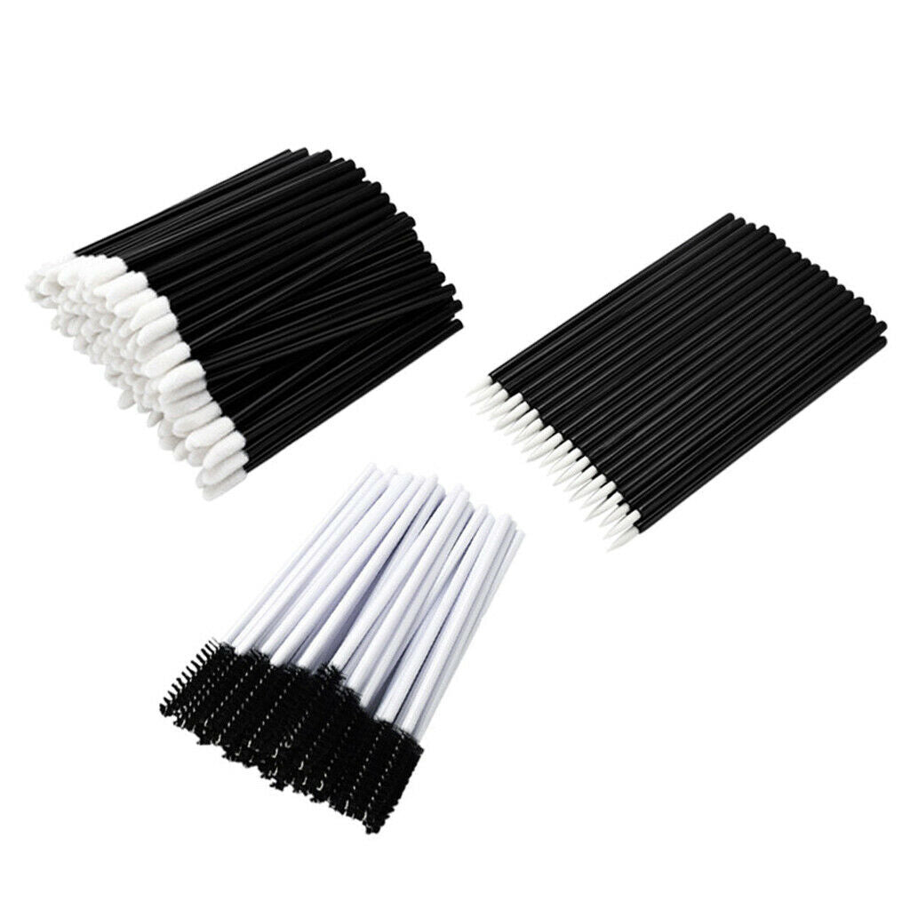 150Pcs Disposable Eyelash Mascara Wands Lip Eyeliner Makeup Brush Kit Black