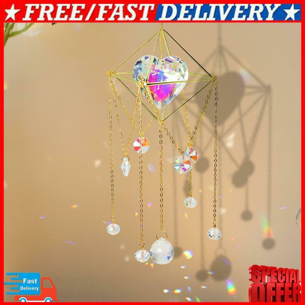 Crystal Suncatcher Love Heart Hanging Metal Pendant Home Garden Car Decor Gifts